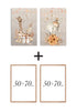 Zestaw 2 Plakatów Boho Żyrafa Rose Gold + 2 Ramki Dębowe 50x70cm